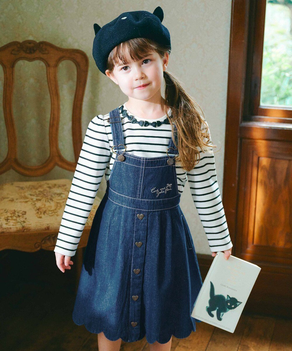 【エニファム/any FAM / KIDS】のデニムジャンパースカート 人気、トレンドファッション・服の通販 founy(ファニー) 　ファッション　Fashion　キッズファッション　KIDS　ワンピース　Dress/Kids　A/W・秋冬　Aw・Autumn/Winter・Fw・Fall-Winter　インナー　Inner　ガーリー　Girly　スカラップ　Scalloped　デニム　Denim　ポケット　Pocket　ロング　Long　ワンポイント　One Point　 other-1|ID: prp329100004105991 ipo3291000000028463290