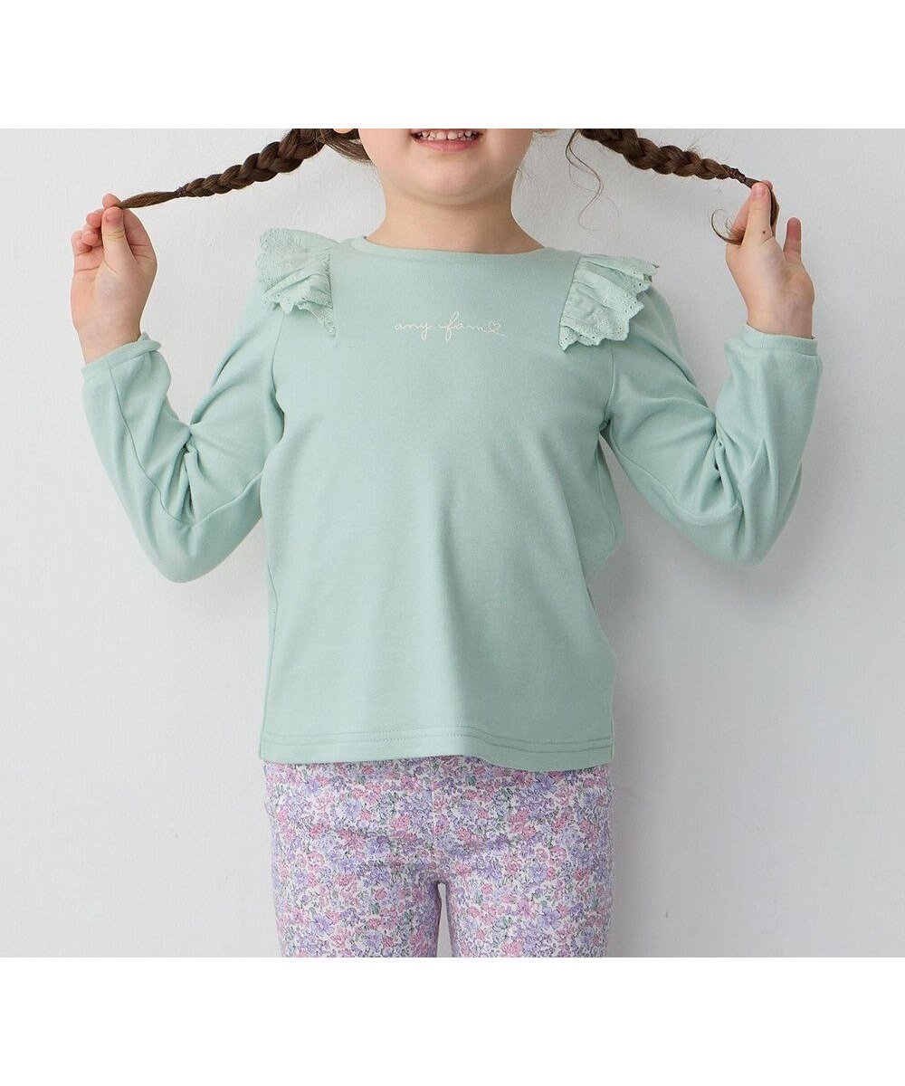 【エニファム/any FAM / KIDS】の肩レース長袖Tシャツ インテリア・キッズ・メンズ・レディースファッション・服の通販 founy(ファニー) 　ファッション　Fashion　キッズファッション　KIDS Children’s Clothing　トップス・カットソー　Tops/Tees/Kids　カットソー　Cut And Sew　ガーリー　Girly　シンプル　Simple　ポケット　Pocket　リボン　Ribbon　レース　Race　秋　Autumn/Fall　A/W・秋冬　Aw・Autumn/Winter・Fw・Fall-Winter　長袖　Long Sleeve　ミント|ID: prp329100004105993 ipo3291000000032602779