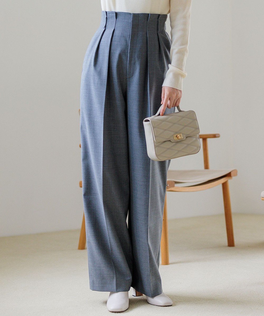 【23区/NIJYUSANKU】のナチュラルストレッチサキソニー タック ワイドパンツ インテリア・キッズ・メンズ・レディースファッション・服の通販 founy(ファニー) 　ファッション　Fashion　レディースファッション　Fashion for Women　パンツ　Pants & Trousers　ストレッチ　Stretch, Stretchy Fabric　雑誌　Magazine, Fashion Magazine　ツイル　Twist, Twisted Detail　バランス　Balance, Style Balance　ワイド　Wide, Wide Fit　冬　Winter / This Winter　A/W・秋冬　Autumn/Winter　2024年　2024　2024-2025秋冬・A/W　Autumn/Winter 2024–25 AW24–25　グレー系|ID: prp329100004111965 ipo3291000000033681547