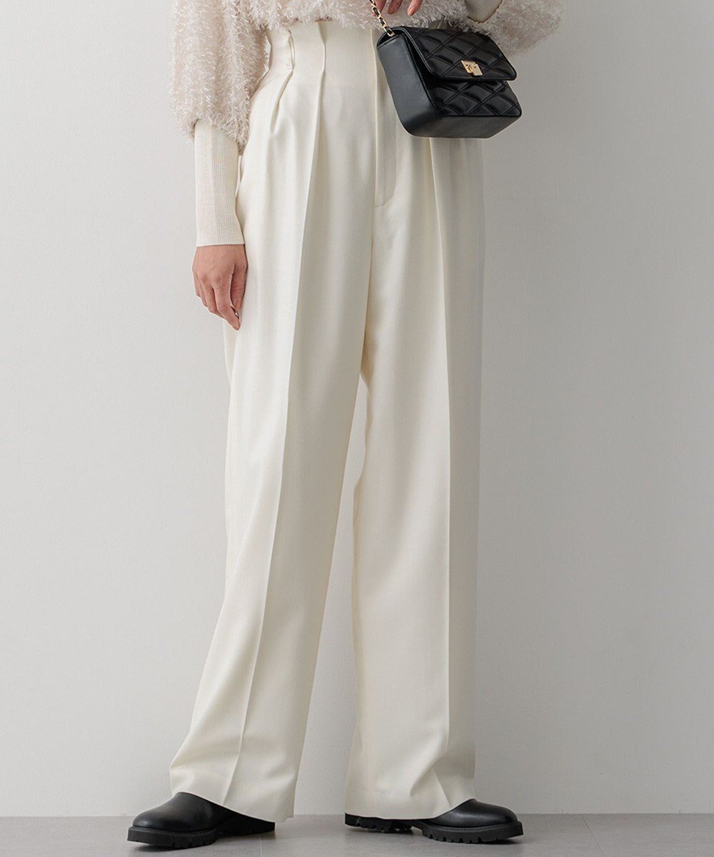 【23区/NIJYUSANKU】のナチュラルストレッチサキソニー タック ワイドパンツ インテリア・キッズ・メンズ・レディースファッション・服の通販 founy(ファニー) 　ファッション　Fashion　レディースファッション　Fashion for Women　パンツ　Pants & Trousers　ストレッチ　Stretch, Stretchy Fabric　雑誌　Magazine, Fashion Magazine　ツイル　Twist, Twisted Detail　バランス　Balance, Style Balance　ワイド　Wide, Wide Fit　冬　Winter / This Winter　A/W・秋冬　Autumn/Winter　2024年　2024　2024-2025秋冬・A/W　Autumn/Winter 2024–25 AW24–25　アイボリー系|ID: prp329100004111965 ipo3291000000033681548