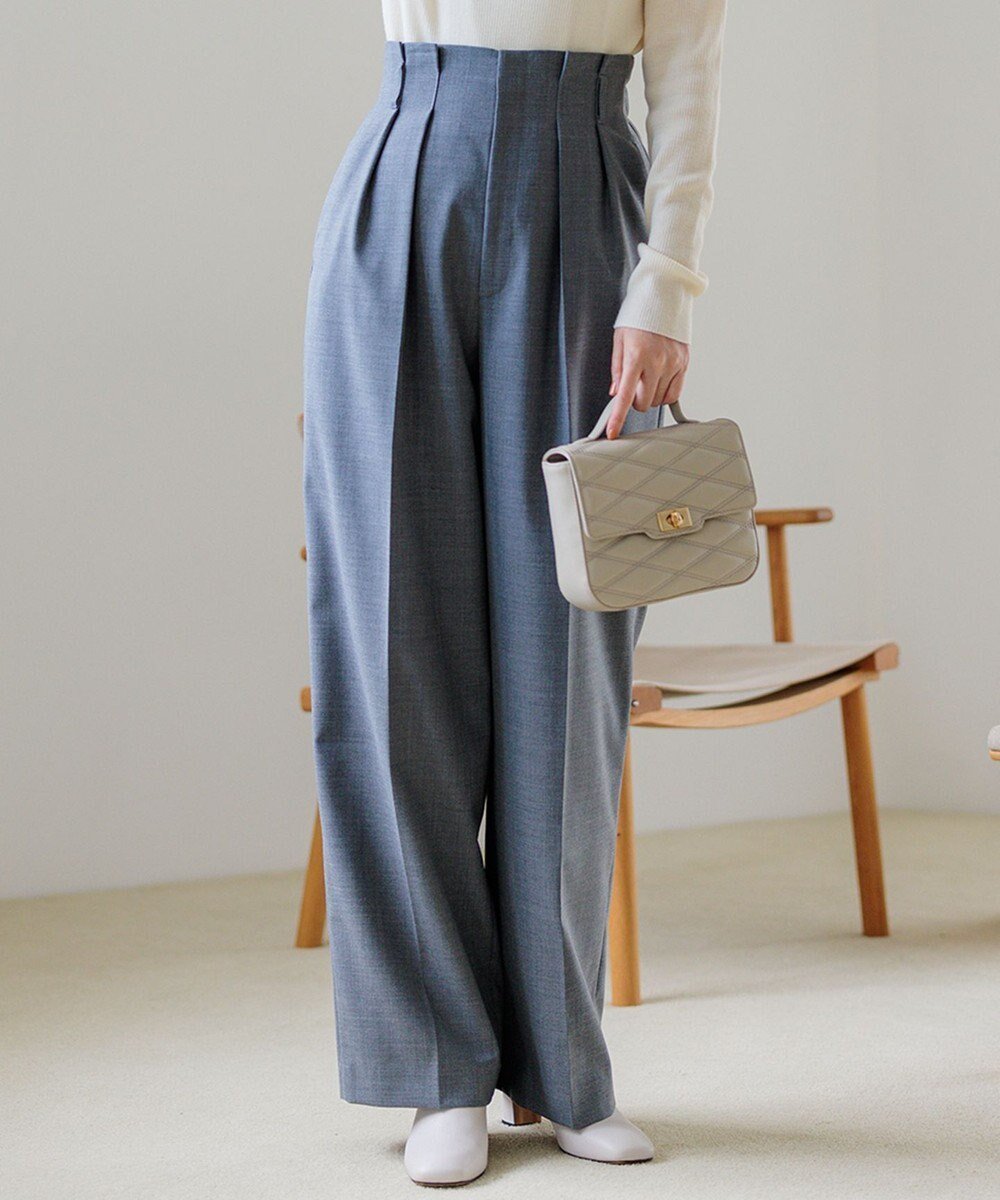 【23区/NIJYUSANKU】のナチュラルストレッチサキソニー タック ワイドパンツ インテリア・キッズ・メンズ・レディースファッション・服の通販 founy(ファニー) 　ファッション　Fashion　レディースファッション　Fashion for Women　パンツ　Pants & Trousers　ストレッチ　Stretch, Stretchy Fabric　ツイル　Twist, Twisted Detail　バランス　Balance, Style Balance　ワイド　Wide, Wide Fit　冬　Winter / This Winter　A/W・秋冬　Autumn/Winter　2024年　2024　2024-2025秋冬・A/W　Autumn/Winter 2024–25 AW24–25　グレー系|ID: prp329100004111965 ipo3291000000035669664