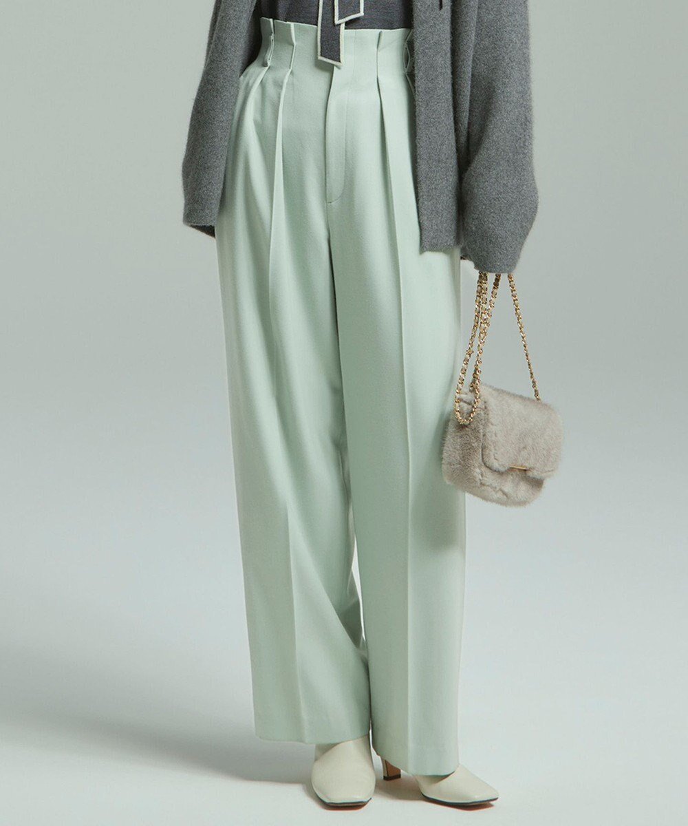 【23区/NIJYUSANKU】のナチュラルストレッチサキソニー タック ワイドパンツ インテリア・キッズ・メンズ・レディースファッション・服の通販 founy(ファニー) 　ファッション　Fashion　レディースファッション　Fashion for Women　パンツ　Pants & Trousers　ストレッチ　Stretch, Stretchy Fabric　ツイル　Twist, Twisted Detail　バランス　Balance, Style Balance　ワイド　Wide, Wide Fit　冬　Winter / This Winter　A/W・秋冬　Autumn/Winter　2024年　2024　2024-2025秋冬・A/W　Autumn/Winter 2024–25 AW24–25　ミント系|ID: prp329100004111965 ipo3291000000035669670