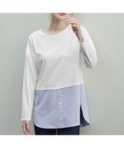 【ティアクラッセ/Tiaclasse】の【選べる裾・洗える】 レイヤードヘムカットソーTシャツ オフ×ブルーストライプ裾シャツ|ID: prp329100004118613 ipo3291000000032654872