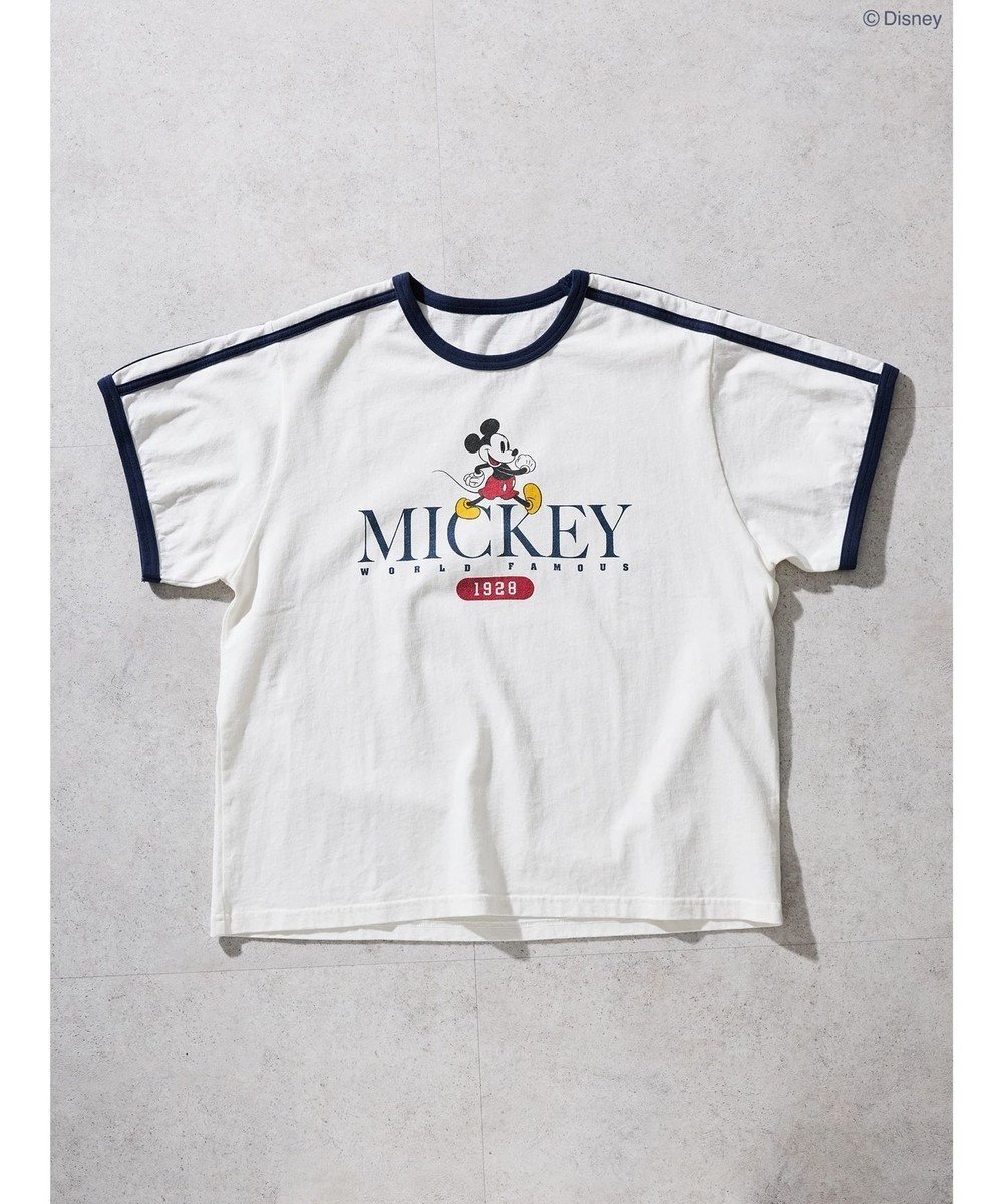 【アメリカンホリック/AMERICAN HOLIC】のラインTシャツ Off White/Disney 人気、トレンドファッション・服の通販 founy(ファニー) 　ファッション　Fashion　レディースファッション　WOMEN　トップス・カットソー　Tops/Tshirt　シャツ/ブラウス　Shirts/Blouses　ロング / Tシャツ　T-Shirts　カットソー　Cut and Sewn　S/S・春夏　Ss・Spring/Summer　カットソー　Cut And Sew　サッカー　Soccer　デニム　Denim　トレンド　Trend　フロント　Front　プリント　Print　夏　Summer　春　Spring　 other-1|ID: prp329100004118850 ipo3291000000028073117