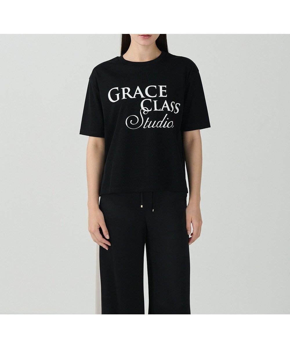 【グレース コンチネンタル/GRACE CONTINENTAL】のレタードシルケットTシャツ インテリア・キッズ・メンズ・レディースファッション・服の通販 founy(ファニー) 　ファッション　Fashion　レディースファッション　WOMEN　トップス・カットソー　Tops/Tshirt　シャツ/ブラウス　Shirts/Blouses　ロング / Tシャツ　T-Shirts　ショルダー　Shoulder　シルク　Silk　ドロップ　Drop　フロント　Front　モノトーン　Monotone　リラックス　Relax　エレガント 上品　Elegant　夏　Summer　S/S・春夏　Ss・Spring/Summer　A/W・秋冬　Aw・Autumn/Winter・Fw・Fall-Winter　ブラック|ID: prp329100004118935 ipo3291000000029963118