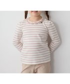 【エニファム/any FAM / KIDS】のリボン×ボーダー長袖Tシャツ ピンク×エクリュ|ID:prp329100004119007