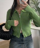 【ウィゴー/WEGO】のWジップコンパクトニットカーデ 人気、トレンドファッション・服の通販 founy(ファニー) ファッション Fashion レディースファッション WOMEN トップス・カットソー Tops/Tshirt ニット Knit Tops カーディガン Cardigans A/W・秋冬 Aw・Autumn/Winter・Fw・Fall-Winter おすすめ Recommend カーディガン Cardigan スマホ Smartphone デニム Denim トレンド Trend プリーツ Pleats 春 Spring 秋 Autumn/Fall 羽織 Haori thumbnail グリーン|ID: prp329100004119055 ipo3291000000028082063