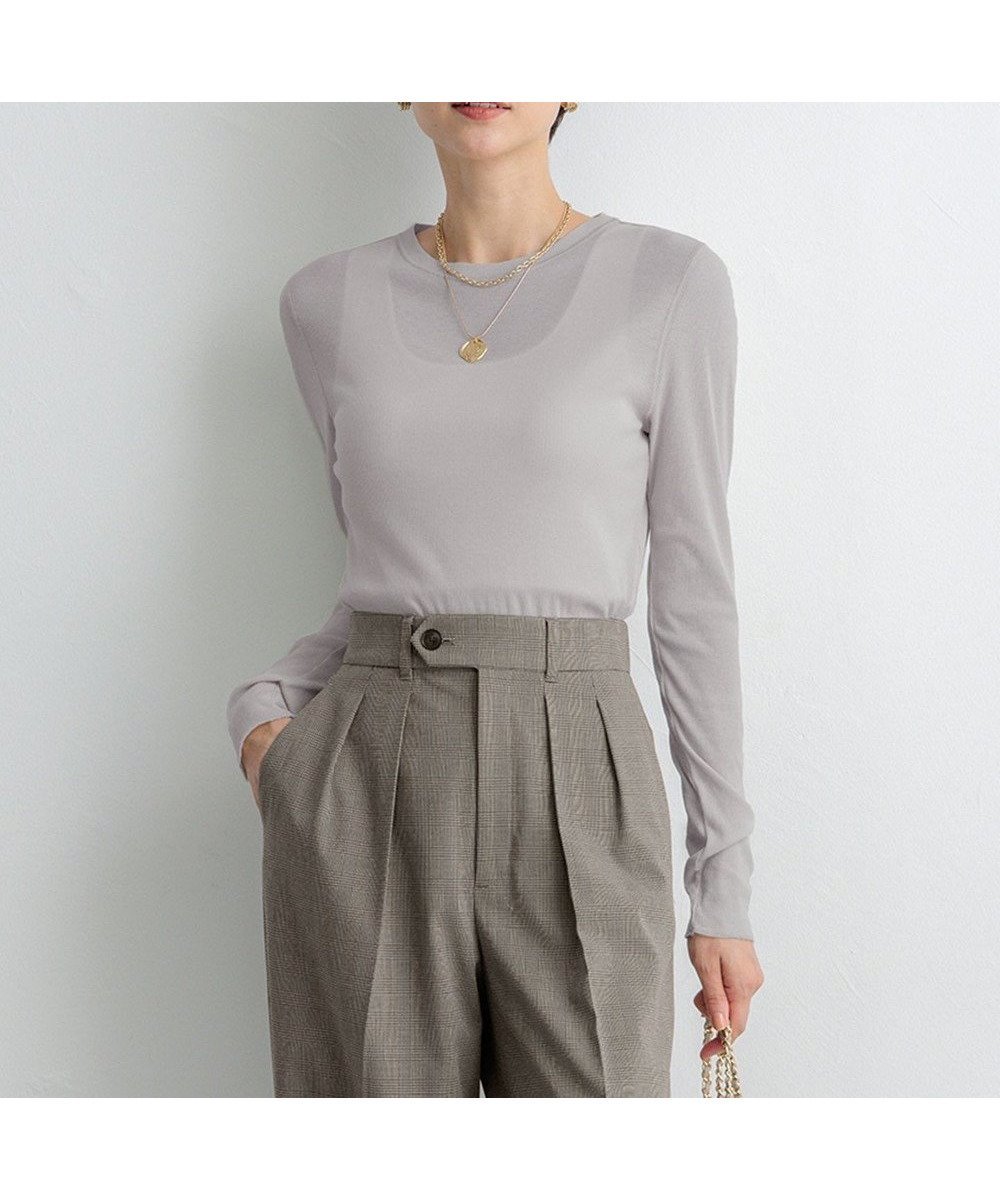 【23区/NIJYUSANKU】の【SLOW/一部店舗限定】シアーリブロンTEE クルーネック カットソー インテリア・キッズ・メンズ・レディースファッション・服の通販 founy(ファニー) ファッション Fashion レディースファッション Fashion for Women トップス・カットソー Cut & Sew Tops シャツ・ブラウス・オフィスカジュアル Elegant Blouses & Button-Ups ロングTシャツ・Tシャツ Longline T-Shirts & Tees カットソー・ベーシックTシャツ Cut-and-Sewn Tops / Stretch Tees & Basics インナー Innerwear カットソー Cut and Sewn Top シアー Sheer, See-Through タンク Tank Top, Sleeveless Top ベーシック Basic, Essential ボトム Bottoms, Lower Wear ワイド Wide, Wide Fit A/W・秋冬 Autumn/Winter おすすめ Recommended / Our Picks 2024年 2024 2024-2025秋冬・A/W Autumn/Winter 2024–25 AW24–25 ライトグレー系|ID: prp329100004121993 ipo3291000000033646450