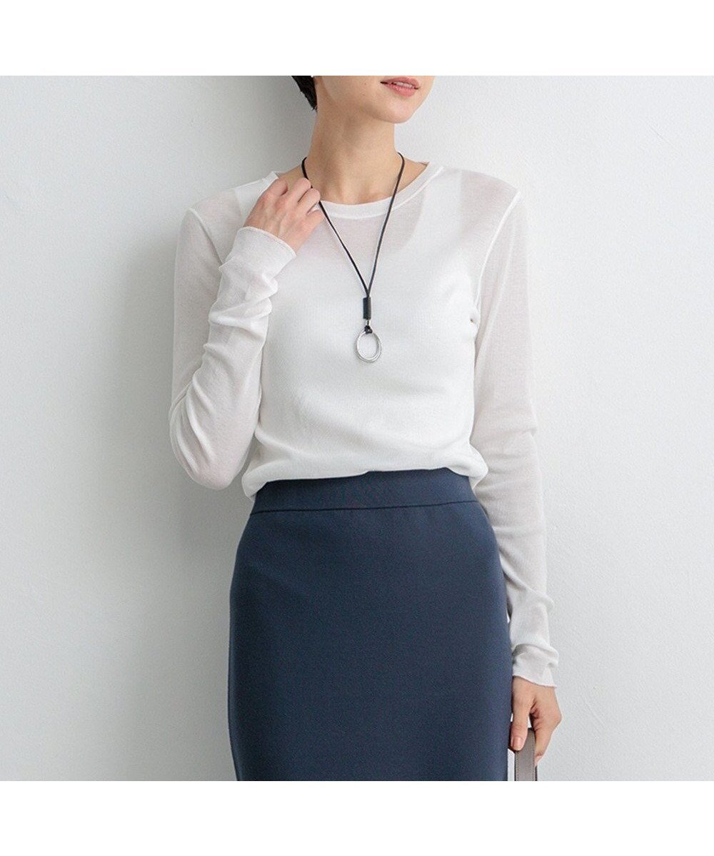 【23区/NIJYUSANKU】の【SLOW/一部店舗限定】シアーリブロンTEE クルーネック カットソー インテリア・キッズ・メンズ・レディースファッション・服の通販 founy(ファニー) ファッション Fashion レディースファッション Fashion for Women トップス・カットソー Cut & Sew Tops シャツ・ブラウス・オフィスカジュアル Elegant Blouses & Button-Ups ロングTシャツ・Tシャツ Longline T-Shirts & Tees カットソー・ベーシックTシャツ Cut-and-Sewn Tops / Stretch Tees & Basics インナー Innerwear カットソー Cut and Sewn Top シアー Sheer, See-Through タンク Tank Top, Sleeveless Top ベーシック Basic, Essential ボトム Bottoms, Lower Wear ワイド Wide, Wide Fit A/W・秋冬 Autumn/Winter おすすめ Recommended / Our Picks 2024年 2024 2024-2025秋冬・A/W Autumn/Winter 2024–25 AW24–25 ホワイト系|ID: prp329100004121993 ipo3291000000033646453