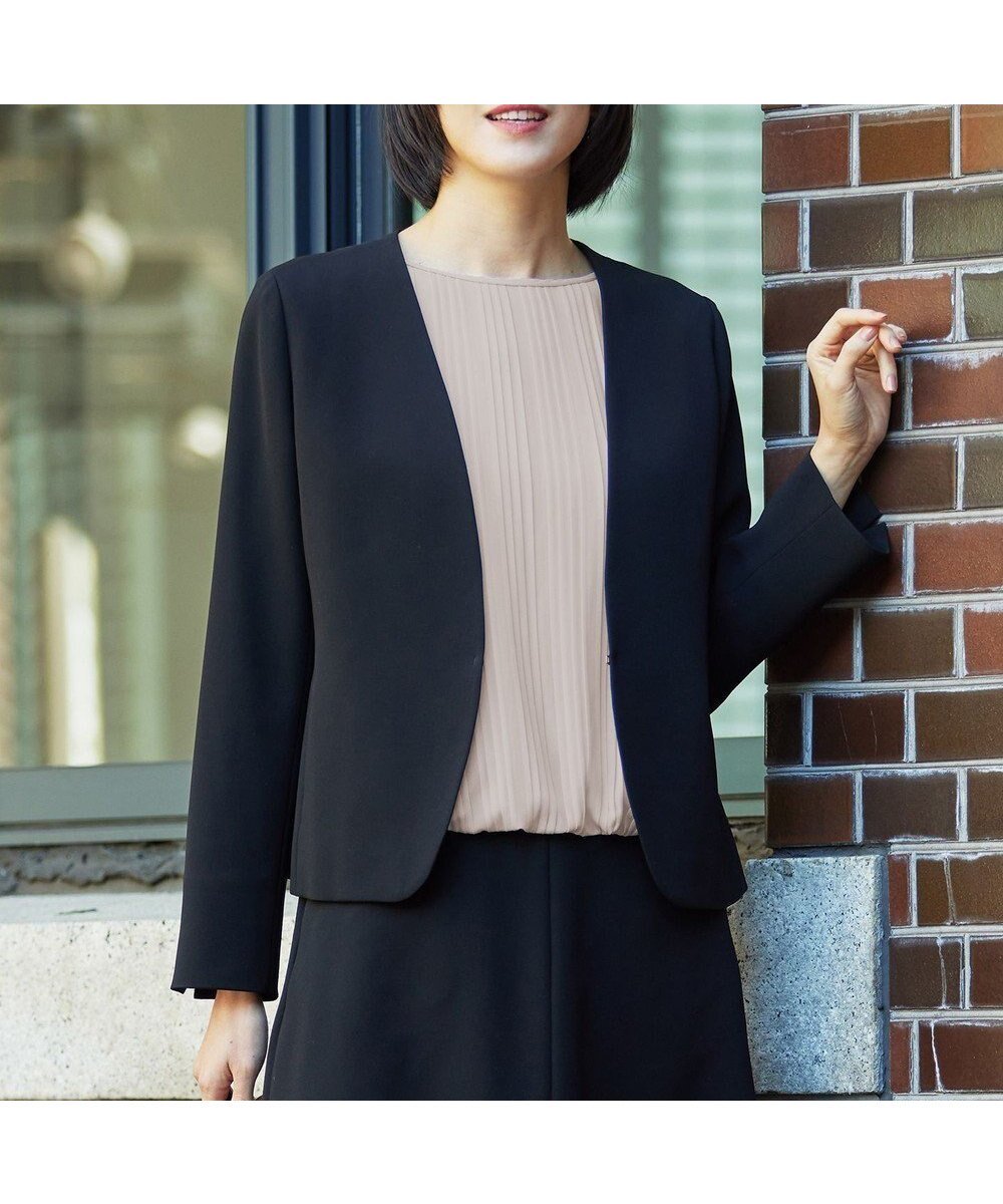 【自由区/JIYU-KU】の【セットアップ対応】トリアセダブルクロスノーカラー ジャケット インテリア・キッズ・メンズ・レディースファッション・服の通販 founy(ファニー) 　ファッション　Fashion　レディースファッション　Fashion for Women　アウター　Coat / Outerwear Collection　レディースジャケット・軽アウター　Jackets　ノーカラージャケット / シンプル上品コーデ　Collarless Jackets　シンプル　Simple, Minimal　ジャケット　Jacket, Outerwear　ストレッチ　Stretch, Stretchy Fabric　セットアップ　Set-Up, Coordinated Outfit　セレモニー　Ceremony　バランス　Balance, Style Balance　フォルム　Silhouette, Form　ベスト　Vest, Waistcoat　ボレロ　Bolero, Short Cardigan　夏　Summer　S/S・春夏　SS, Spring/Summer, Warm Season　A/W・秋冬　Autumn/Winter　ビジネス 仕事 通勤　Business / Work / Commuting　ブラック|ID: prp329100004122023 ipo3291000000035695485