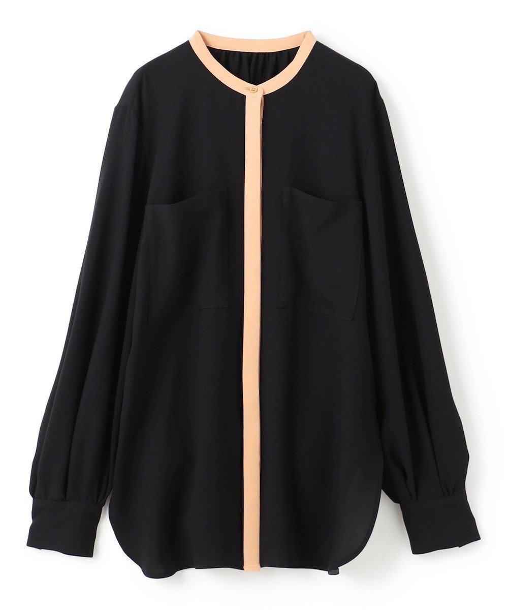 【ベイジ,/BEIGE,】の【洗える】SIBYLLE / 配色カラーロングパフスリーブブラウス インテリア・キッズ・メンズ・レディースファッション・服の通販 founy(ファニー) 　ファッション　Fashion　レディースファッション　Ladies' Fashion Online　トップス・カットソー　Tops/Tshirt　シャツ/ブラウス　Shirts/Blouses　スタンド　Stand　ストレッチ　Stretch　ドレープ　Drape　フェミニン　Feminine　ポケット　Pocket　エレガント 上品　Elegant　ビジネス 仕事 通勤　Business　夏　Summer　S/S・春夏　Ss・Spring/Summer　洗える　Washable　A/W・秋冬　Aw・Autumn/Winter・Fw・Fall-Winter　長袖　Long Sleeve　Black×L.Camel|ID: prp329100004123470 ipo3291000000032650490
