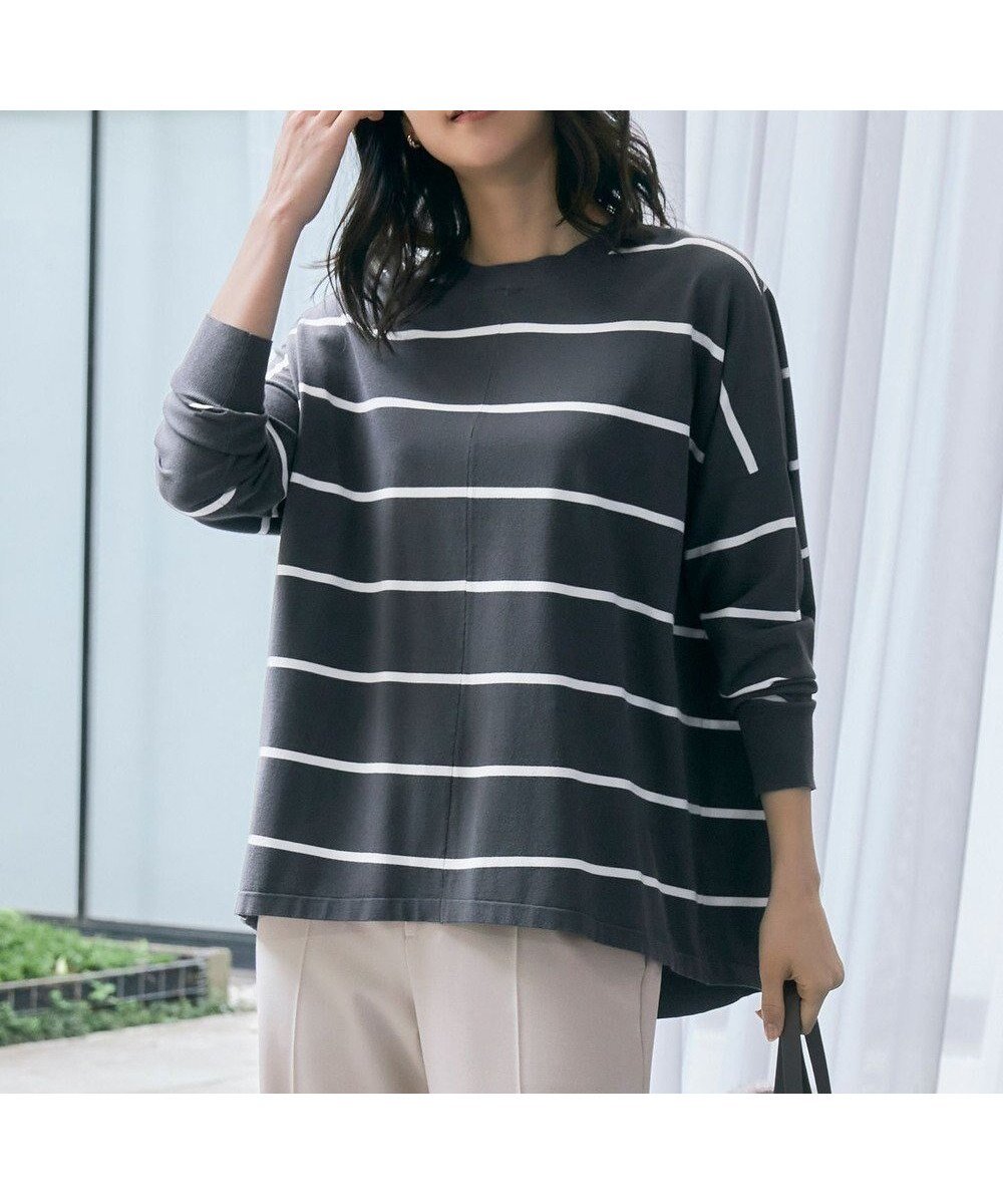 【自由区/JIYU-KU】の【WEB限定カラーあり・洗える】レーヨンストレッチ ニットT インテリア・キッズ・メンズ・レディースファッション・服の通販 founy(ファニー) 　ファッション　Fashion　レディースファッション　WOMEN　トップス・カットソー　Tops/Tshirt　ニット　Knit Tops　インナー　Inner　エレガント 上品　Elegant　シンプル　Simple　ジャケット　Jacket　ストレッチ　Stretch　セーター　Sweater　洗える　Washable　A/W・秋冬　Aw・Autumn/Winter・Fw・Fall-Winter　チャコール×オフ|ID: prp329100004124895 ipo3291000000031647908