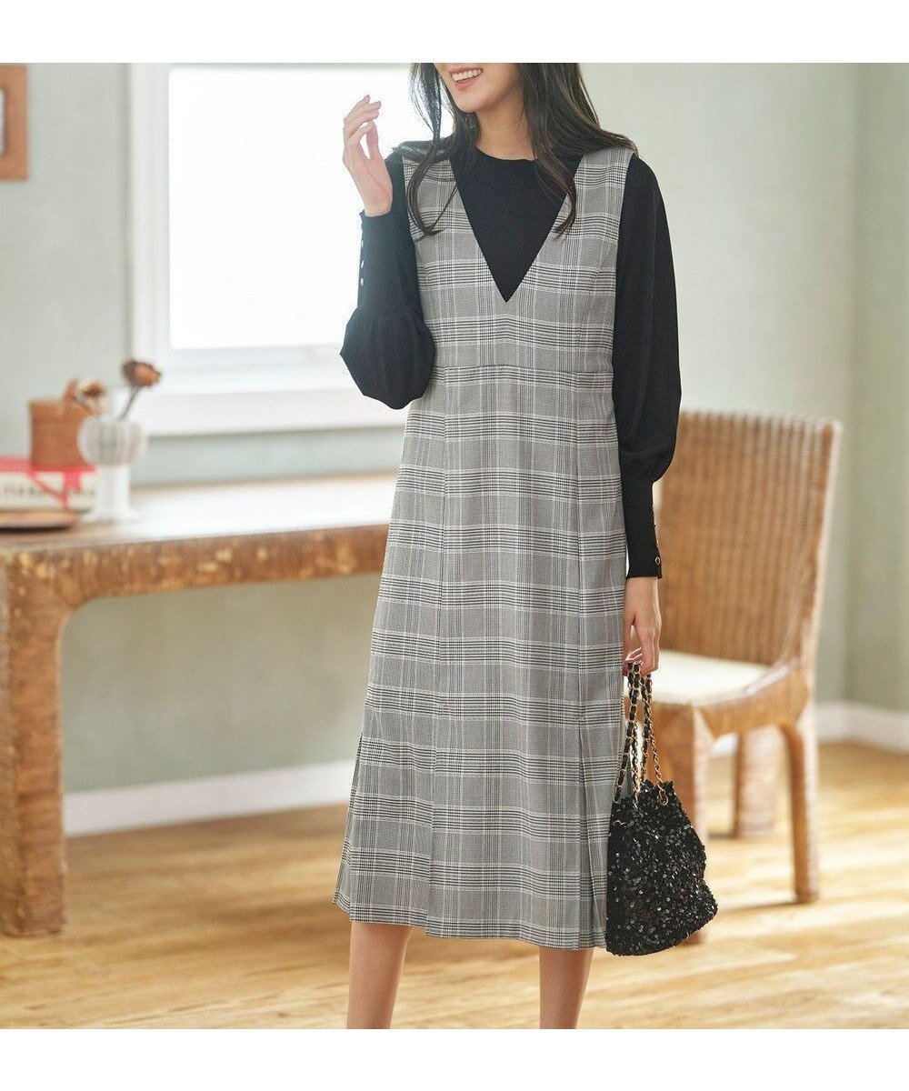 【エニィ スィス/any SiS】の【2SET】チェック ジャンパースカート× ニット インテリア・キッズ・メンズ・レディースファッション・服の通販 founy(ファニー) ファッション Fashion レディースファッション Fashion for Women スカート Skirts 秋 Autumn コンパクト Compact, Small Size シンプル Simple, Minimal スリーブ Sleeve, Long Sleeve / Short Sleeve チェック Check, Plaid, Tartan バランス Balance, Style Balance ボックス Boxy, Box Shape マニッシュ Mannish, Boyish A/W・秋冬 Autumn/Winter エレガント 上品 Elegant ブラック系3|ID: prp329100004125017 ipo3291000000034298115
