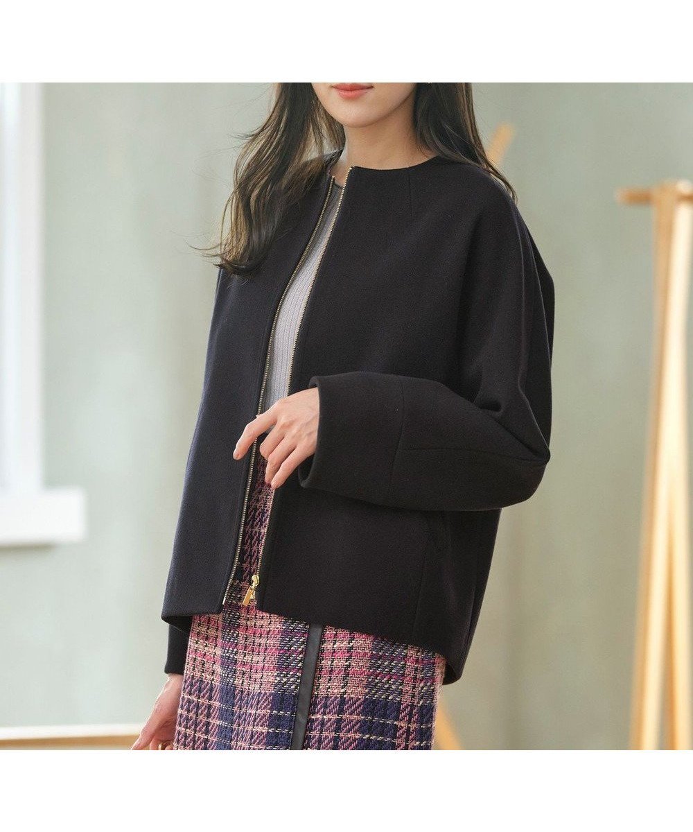 【エニィ スィス/any SiS】のウールライクドルマンショート コート インテリア・キッズ・メンズ・レディースファッション・服の通販 founy(ファニー) 　ファッション　Fashion　レディースファッション　Ladies' Fashion Online　アウター　Coat Outerwear　コート　Coats　ジャケット　Jackets　クラシカル　Classical　ショート　Short　ジャケット　Jacket　ジャージー　Jersey　バランス　Balance　フォルム　Form　フロント　Front　A/W・秋冬　Aw・Autumn/Winter・Fw・Fall-Winter　再入荷　Restock/Back In Stock/Re Arrival　エレガント 上品　Elegant　ネイビー|ID: prp329100004126727 ipo3291000000032665158