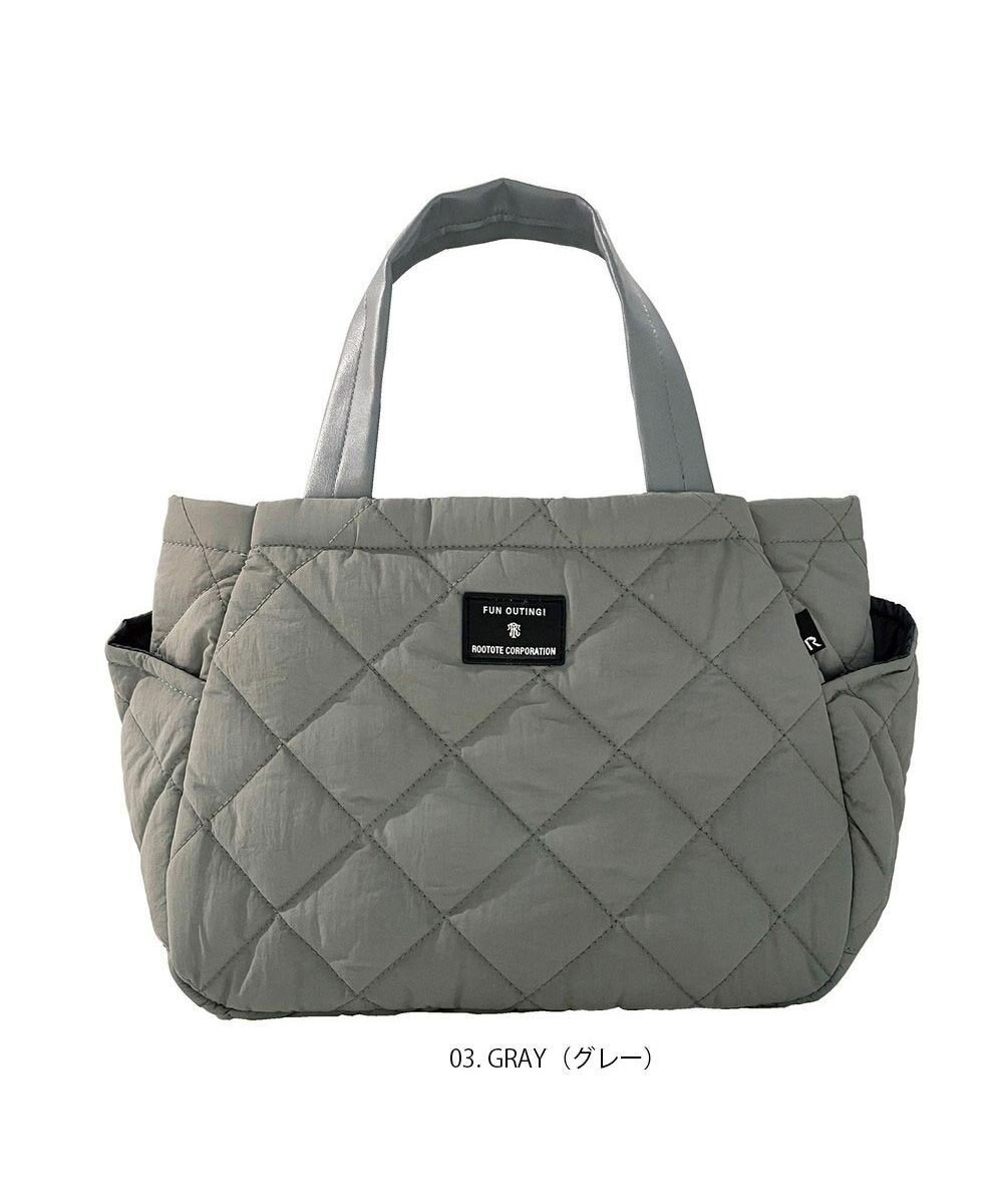 【ルートート/ROOTOTE】の1332【仕切り+自立+撥水】LT.デリ.パルーティ.キルト-C インテリア・キッズ・メンズ・レディースファッション・服の通販 founy(ファニー) 　ファッション　Fashion　レディースファッション　WOMEN　バッグ　Bag　カメラ　Camera　キルティング　Quilting　キルト　Quilt　シンプル　Simple　ハンド　Hand　フォルム　Form　プリント　Print　ボックス　Box　ポケット　Pocket　ランダム　Random　NEW・新作・新着・新入荷　New Arrivals　03:グレー|ID: prp329100004135756 ipo3291000000028306059