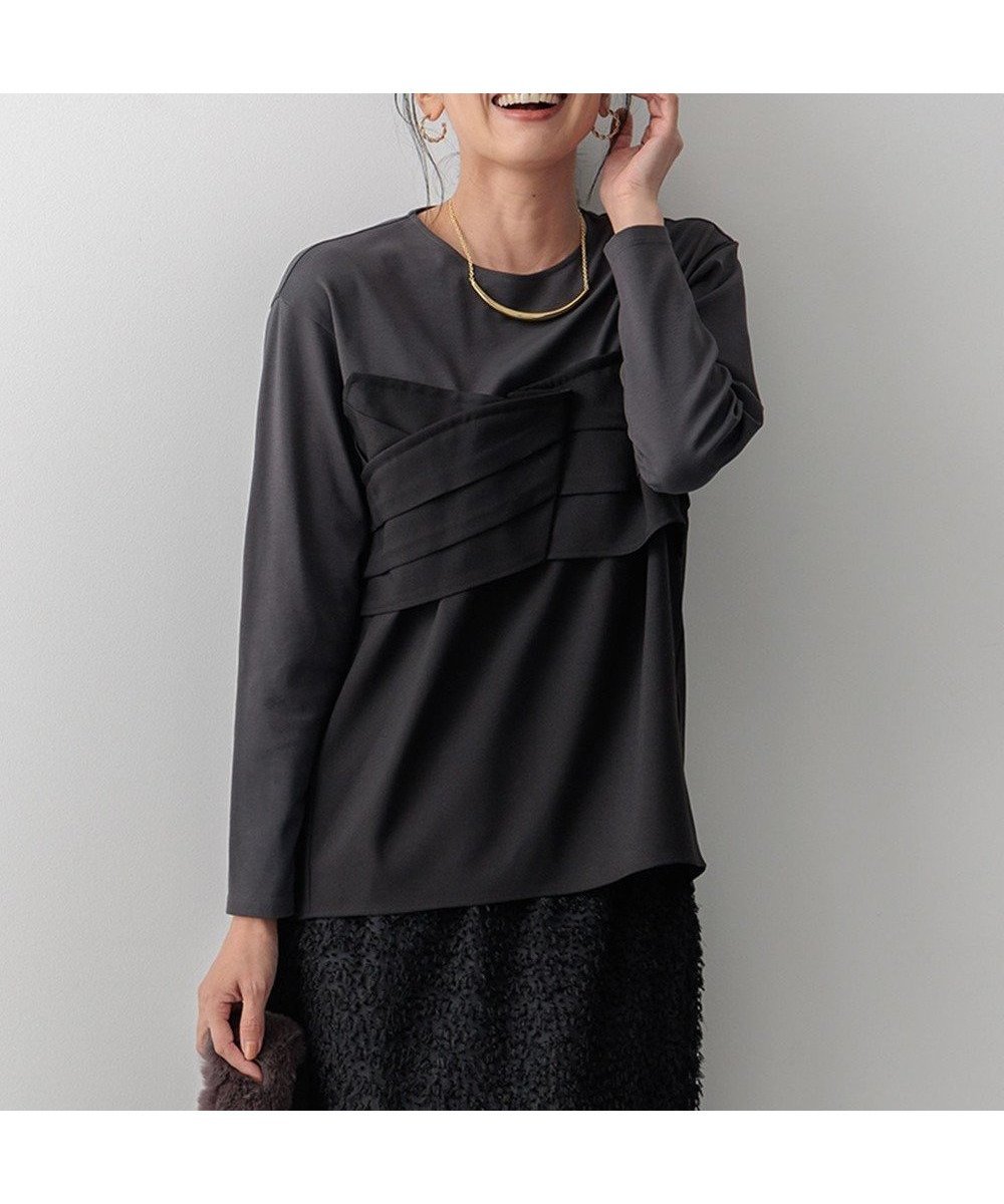 【23区/NIJYUSANKU】の【洗える】ウールライクビスチェコンビ デザイン カットソー 人気、トレンドファッション・服の通販 founy(ファニー) 　ファッション　Fashion　レディースファッション　Fashion for Women　トップス・カットソー　Cut & Sew Tops　シャツ・ブラウス・オフィスカジュアル　Elegant Blouses & Button-Ups　ロングTシャツ・Tシャツ　Longline T-Shirts & Tees　カットソー・ベーシックTシャツ　Cut-and-Sewn Tops / Stretch Tees & Basics　ビスチェ　Bustiers & Corset Tops / Layered Bustier Style　イレギュラー　Irregular Design　エレガント 上品　Elegant　洗える　Machine Washable　秋　Autumn　カットソー　Cut and Sewn Top　コンパクト　Compact, Small Size　ジャケット　Jacket, Outerwear　ストレッチ　Stretch, Stretchy Fabric　ツイル　Twist, Twisted Detail　トレンド　Trend, Trending Now　ビスチェ　Bustier, Corset Top　フェミニン　Feminine, Girly　ボトム　Bottoms, Lower Wear　ヨーク　Yoke, Yoke Design　A/W・秋冬　Autumn/Winter　冬　Winter / This Winter　2024年　2024　2024-2025秋冬・A/W　Autumn/Winter 2024–25 AW24–25　 other-1|ID: prp329100004136044 ipo3291000000036272625