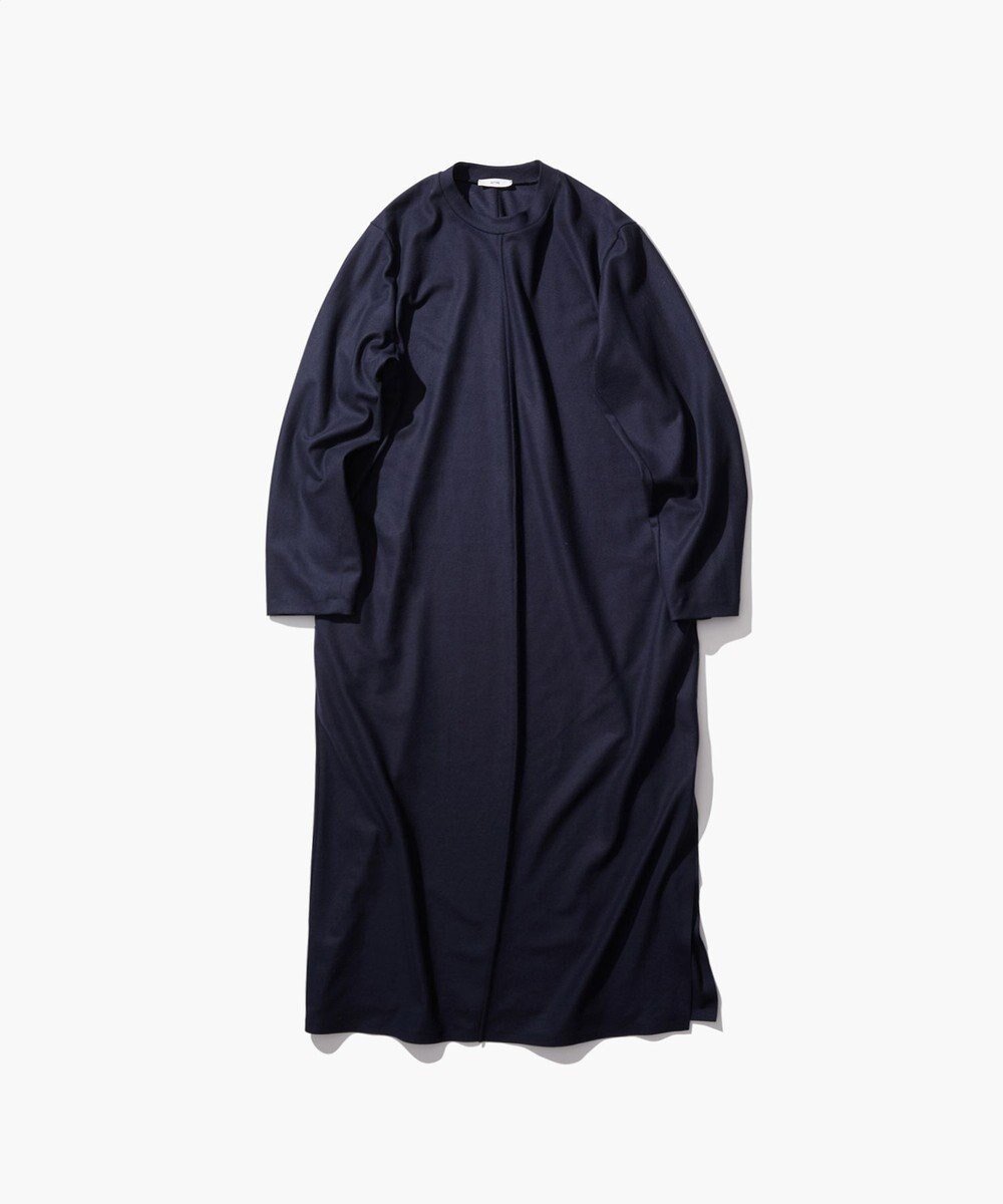 【エイトン/ATON】のMERINO COLLEGE JERSEY クルーネックドレス インテリア・キッズ・メンズ・レディースファッション・服の通販 founy(ファニー) 　ファッション　Fashion　レディースファッション　WOMEN　ワンピース　Dress　ドレス　Party Dresses　ジャージ　Jersey　スリット　Slit　ドレス　Dress　ドレープ　Drape　A/W・秋冬　Aw・Autumn/Winter・Fw・Fall-Winter　NAVY|ID: prp329100004136167 ipo3291000000028308171