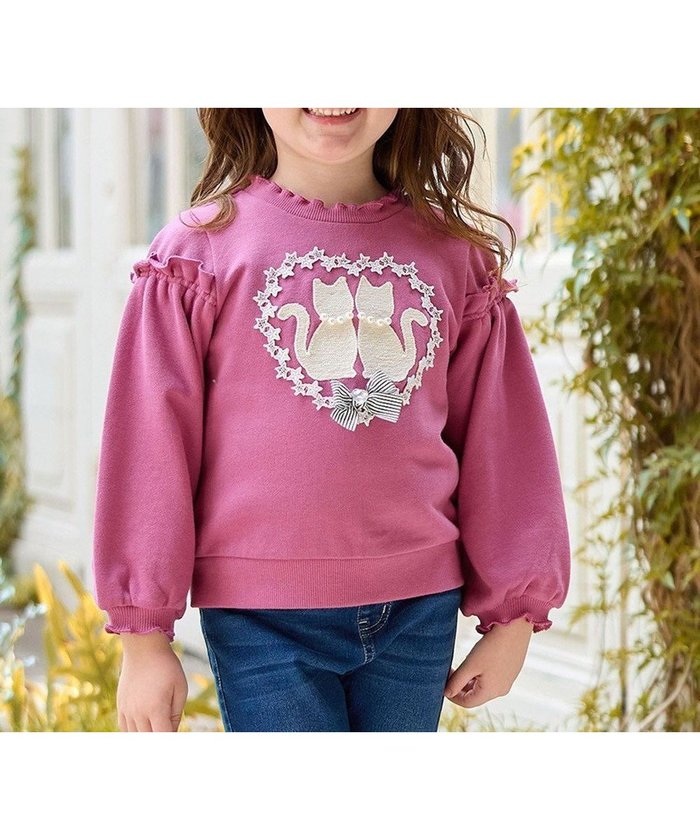 【エニファム/any FAM / KIDS】のネコシルエット裏毛トレーナー インテリア・キッズ・メンズ・レディースファッション・服の通販 founy(ファニー) https://founy.com/ ファッション Fashion キッズファッション Fashion for Kids トップス・カットソー Cut & Sew Tops ガーリー Girly, Feminine Style スウェット / スエット Sweatshirt, Sweatwear トレーナー Sweatshirt, Trainer ネコ Cat, Feline Motif ポケット Pocket, Pocket Detail リボン Ribbon, Bow レース Lace, Lace Fabric A/W・秋冬 Autumn/Winter |ID: prp329100004136372 ipo3291000000033394579