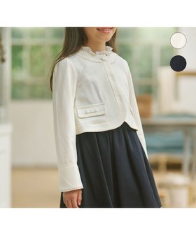 【組曲 / KIDS/KUMIKYOKU】 【110-140cm】グログランノーカラー ジャケット人気、トレンドファッション・服の通販 founy(ファニー) ファッション Fashion キッズファッション KIDS アウター Coat Outerwear /Kids A/W・秋冬 Aw・Autumn/Winter・Fw・Fall-Winter ガーリー Girly グログラン Grosgrain シンプル Simple ジャケット Jacket ストレッチ Stretch ボーダー Border ポケット Pocket リボン Ribbon レース Race 再入荷 Restock/Back In Stock/Re Arrival |ID:prp329100004137373