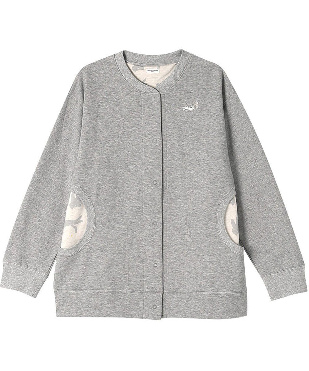 【ツモリチサト スリープ/tsumori chisato SLEEP】のツモリチサト カーディガン 長袖 ルームウェア 綿100%(本体) レディース UTX586 /ワコール インテリア・キッズ・メンズ・レディースファッション・服の通販 founy(ファニー) 　ファッション　Fashion　レディースファッション　WOMEN　トップス・カットソー　Tops/Tshirt　カーディガン　Cardigans　カーディガン　Cardigan　ネコ　Cat　パジャマ　Pajamas　プリント　Print　ポケット　Pocket　ワンポイント　One Point　長袖　Long Sleeve　グレー|ID: prp329100004141335 ipo3291000000031903221