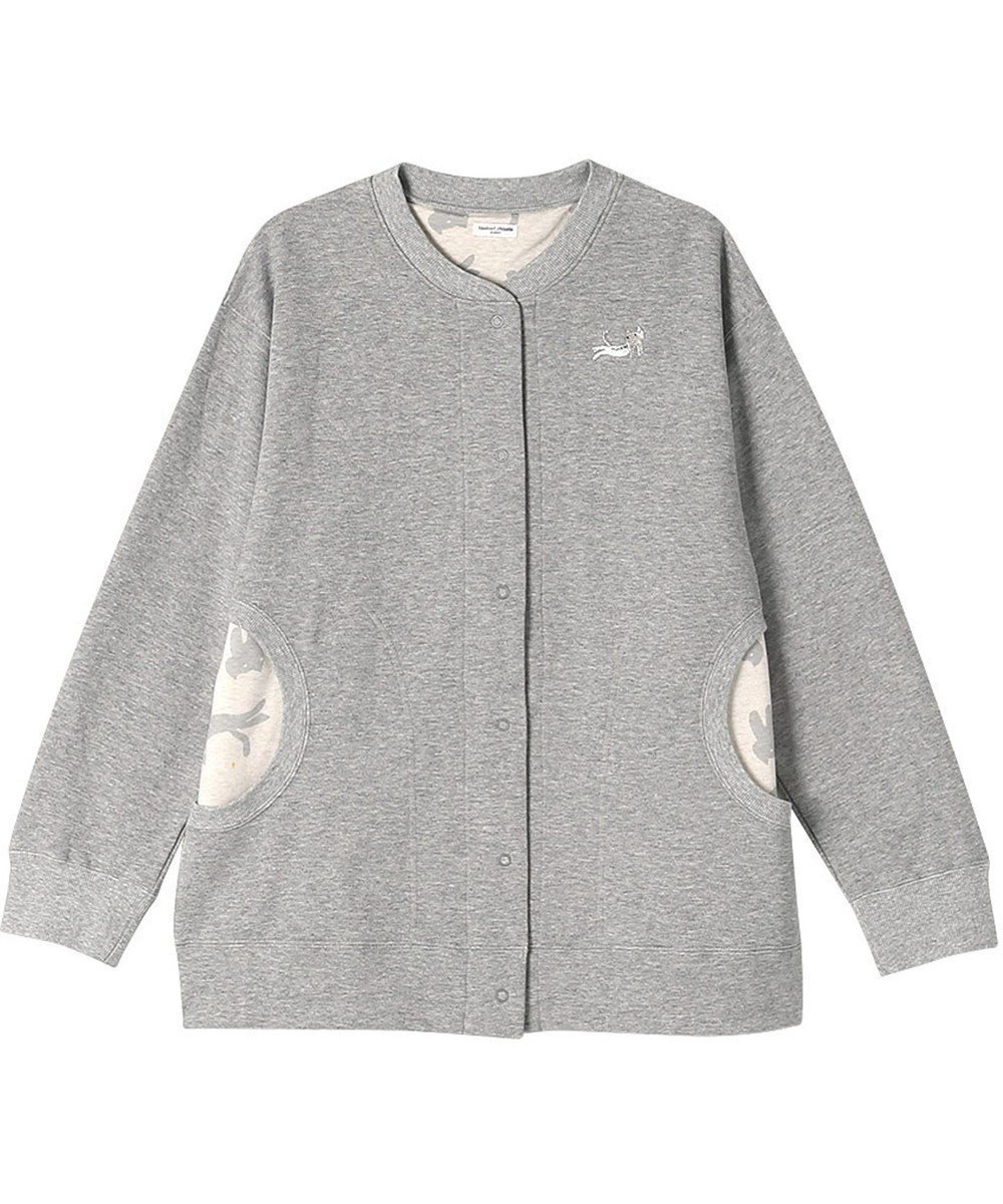 【ツモリチサト スリープ/tsumori chisato SLEEP】のツモリチサト カーディガン 長袖 ルームウェア 綿100%(本体) レディース UTX586 /ワコール インテリア・キッズ・メンズ・レディースファッション・服の通販 founy(ファニー) 　ファッション　Fashion　レディースファッション　Fashion for Women　トップス・カットソー　Cut & Sew Tops　カーディガン・羽織り　Layered Style Cardigans　カーディガン　Cardigan, Knitwear　ネコ　Cat, Feline Motif　パジャマ　Pajamas, Sleepwear　プリント　Print, Printed Pattern　ポケット　Pocket, Pocket Detail　ワンポイント　One Point, Statement Accent　長袖　Long Sleeve, Full Sleeve　グレー|ID: prp329100004141335 ipo3291000000033478394