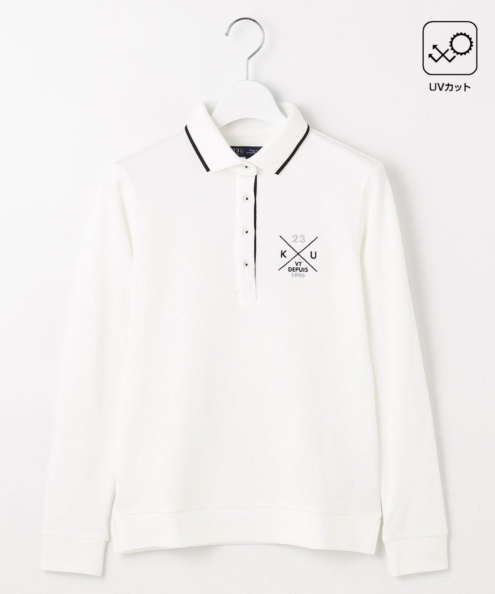 【23区 ゴルフ/NIJYUSANKU GOLF】の【WOMEN】【UVカット】ハニカムカノコ長袖ポロシャツ インテリア・キッズ・メンズ・レディースファッション・服の通販 founy(ファニー) 　ファッション　Fashion　レディースファッション　WOMEN　トップス・カットソー　Tops/Tshirt　シャツ/ブラウス　Shirts/Blouses　ポロシャツ　Polo Shirts　インナー　Inner　カーディガン　Cardigan　セーター　Sweater　トレンド　Trend　ベスト　Vest　ベーシック　Basic　ポロシャツ　Polo Shirt　定番　Standard　A/W・秋冬　Aw・Autumn/Winter・Fw・Fall-Winter　長袖　Long Sleeve　ホワイト系|ID: prp329100004141595 ipo3291000000031850760