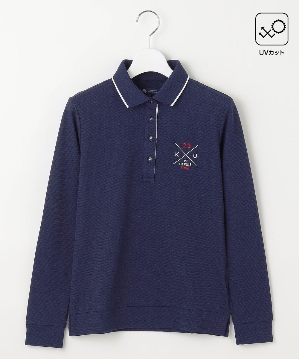 【23区 ゴルフ/NIJYUSANKU GOLF】の【WOMEN】【UVカット】ハニカムカノコ長袖ポロシャツ インテリア・キッズ・メンズ・レディースファッション・服の通販 founy(ファニー) 　ファッション　Fashion　レディースファッション　WOMEN　トップス・カットソー　Tops/Tshirt　シャツ/ブラウス　Shirts/Blouses　ポロシャツ　Polo Shirts　インナー　Inner　カーディガン　Cardigan　セーター　Sweater　トレンド　Trend　ベスト　Vest　ベーシック　Basic　ポロシャツ　Polo Shirt　定番　Standard　A/W・秋冬　Aw・Autumn/Winter・Fw・Fall-Winter　長袖　Long Sleeve　ネイビー系|ID: prp329100004141595 ipo3291000000031850762