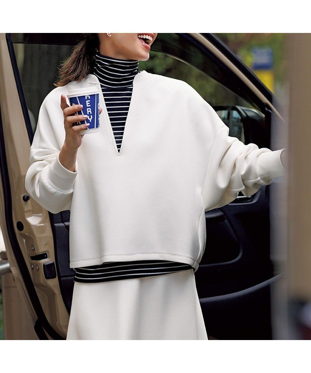 【アンフィーロ 自由区/UNFILO】のBEAUTY FORM JERSEY キーネックプルオーバー 人気、トレンドファッション・服の通販 founy(ファニー) 　ファッション　Fashion　レディースファッション　Fashion for Women　トップス・カットソー　Cut & Sew Tops　シャツ・ブラウス・オフィスカジュアル　Elegant Blouses & Button-Ups　ロングTシャツ・Tシャツ　Longline T-Shirts & Tees　カジュアルプルオーバー・ニットトップス　Pullovers & Knit Tops / Casual Pullovers　カットソー・ベーシックTシャツ　Cut-and-Sewn Tops / Stretch Tees & Basics　カットソー　Cut and Sewn Top　キャミソール　Camisole, Spaghetti Strap Top　クロップド　Cropped, Short Length　軽量　Lightweight, Ultra Light　ショルダー　Shoulder, Shoulder Strap　スウェット / スエット　Sweatshirt, Sweatwear　セットアップ　Set-Up, Coordinated Outfit　ダウン　Down, Puffer　トレンド　Trend, Trending Now　ドロップ　Drop Shoulder, Dropped Style　バランス　Balance, Style Balance　フォルム　Silhouette, Form　フロント　Front, Front Design　A/W・秋冬　Autumn/Winter　 other-1|ID: prp329100004141607 ipo3291000000033529707