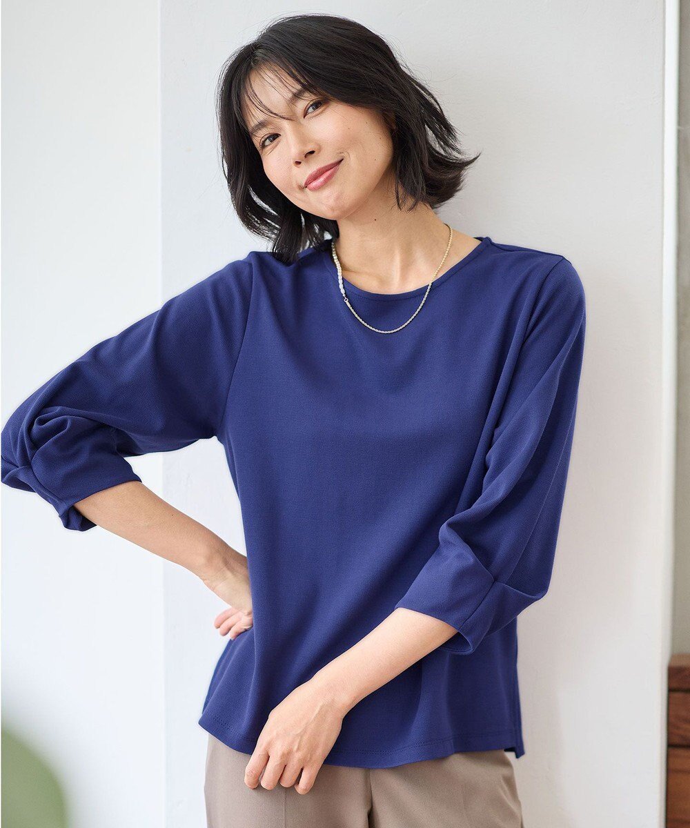【エニー/ANY】の【洗濯機可】袖タックプルオーバー インテリア・キッズ・メンズ・レディースファッション・服の通販 founy(ファニー) ファッション Fashion レディースファッション Fashion for Women トップス・カットソー Cut & Sew Tops シャツ・ブラウス・オフィスカジュアル Elegant Blouses & Button-Ups ロングTシャツ・Tシャツ Longline T-Shirts & Tees カジュアルプルオーバー・ニットトップス Pullovers & Knit Tops / Casual Pullovers カットソー・ベーシックTシャツ Cut-and-Sewn Tops / Stretch Tees & Basics おすすめ Recommended / Our Picks カットソー Cut and Sewn Top シンプル Simple, Minimal ダブル Double, Double-Breasted フェイス Face, Facial Design エレガント 上品 Elegant 定番 Standard, Basic Item A/W・秋冬 Autumn/Winter ブルー|ID: prp329100004143174 ipo3291000000034649215