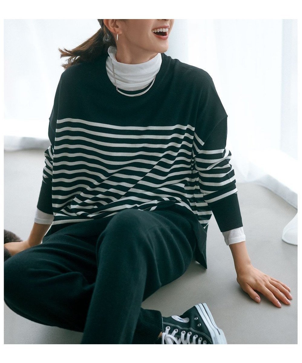 【23区/NIJYUSANKU】の【WEB限定カラーあり/洗える】ウーステッドウール ワイドシルエット ニット インテリア・キッズ・メンズ・レディースファッション・服の通販 founy(ファニー) 　ファッション　Fashion　レディースファッション　Ladies' Fashion Online　トップス・カットソー　Tops/Tshirt　ニット　Knit Tops　イタリア　Italy　インナー　Inner　オレンジ　Orange　洗える　Washable　カットソー　Cut And Sew　セーター　Sweater　定番　Standard　ボーダー　Border　無地　Plain Color　ワイド　Wide　A/W・秋冬　Aw・Autumn/Winter・Fw・Fall-Winter　冬　Winter　おすすめ　Recommend　2024年　2024　2024-2025秋冬・A/W　Aw/Autumn/Winter/Fw/Fall/2024-2025　[WEB限定]ブラック×オフ|ID: prp329100004143806 ipo3291000000032687815