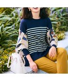 【23区/NIJYUSANKU】の【WEB限定カラーあり/洗える】ウーステッドウール ワイドシルエット ニット [WEB限定]ネイビー×アップル|ID: prp329100004143806 ipo3291000000032687817