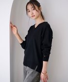 【エニィ スィス/any SiS】の【ウールブレンドシリーズ】フロント切替Vネック ニット ブラック|ID: prp329100004143932 ipo3291000000031942422