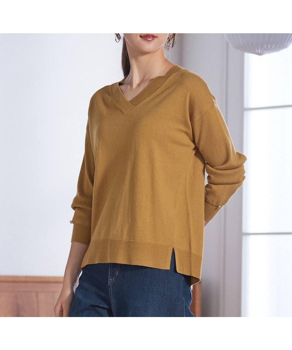 【エニィ スィス/any SiS】の【ウールブレンドシリーズ】フロント切替Vネック ニット 人気、トレンドファッション・服の通販 founy(ファニー) 　ファッション　Fashion　レディースファッション　Fashion for Women　トップス・カットソー　Cut & Sew Tops　ニット　Knit Tops & Sweaters　Vネックトップス　V-Neck Tops / V-Cut Neckline Shirts　カーディガン　Cardigan, Knitwear　シンプル　Simple, Minimal　ストレッチ　Stretch, Stretchy Fabric　スリット　Slit, Slit Detail　セーター　Sweater, Knitwear　フロント　Front, Front Design　ベーシック　Basic, Essential　メタル　Metal, Metal Parts　切替　Switching, Contrast Panel　A/W・秋冬　Autumn/Winter　 other-1|ID: prp329100004143932 ipo3291000000033353380