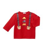 【ミキハウスホットビスケッツ/MIKI HOUSE HOT BISCUITS / KIDS】の【70-120cm】 サスペンダープリント長袖Tシャツ 赤|ID: prp329100004144144 ipo3291000000028464617