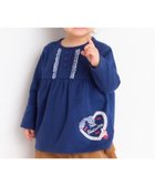 【ミキハウスホットビスケッツ/MIKI HOUSE HOT BISCUITS / KIDS】の【80-120cm】 花柄フリル 長袖Tシャツ 紺|ID:prp329100004144147