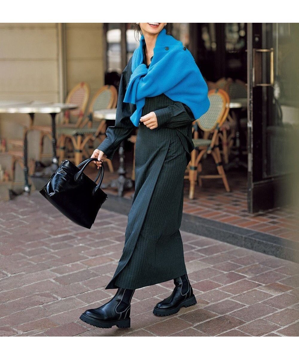 【アンフィーロ 自由区/UNFILO】のウールライク Iラインスカート インテリア・キッズ・メンズ・レディースファッション・服の通販 founy(ファニー) 　ファッション　Fashion　レディースファッション　Fashion for Women　スカート　Skirts　おすすめ　Recommended / Our Picks　シンプル　Simple, Minimal　ストレッチ　Stretch, Stretchy Fabric　スリット　Slit, Slit Detail　セットアップ　Set-Up, Coordinated Outfit　ラップ　Wrap, Wrap Design　A/W・秋冬　Autumn/Winter　チャコールストライプ|ID: prp329100004147651 ipo3291000000033586906