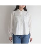 【サキュウ/caqu】の【洗える・コットンリネン】ゆったりAライン コットンリネンダンガリーシャツ white|ID: prp329100004150582 ipo3291000000028553656