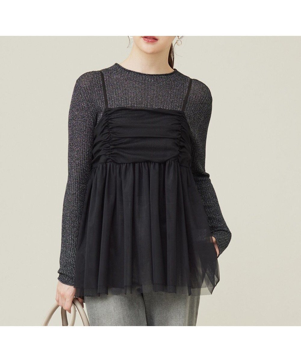 【エニィ スィス/any SiS】の【洗える】チュールレイヤード キャミソール 人気、トレンドファッション・服の通販 founy(ファニー) 　ファッション　Fashion　レディースファッション　WOMEN　トップス・カットソー　Tops/Tshirt　キャミソール / ノースリーブ　No Sleeves　キャミソール　Camisole　ギャザー　Gather　チュニック　Tunic　チュール　Tulle　洗える　Washable　A/W・秋冬　Aw・Autumn/Winter・Fw・Fall-Winter　 other-1|ID: prp329100004150651 ipo3291000000031073948