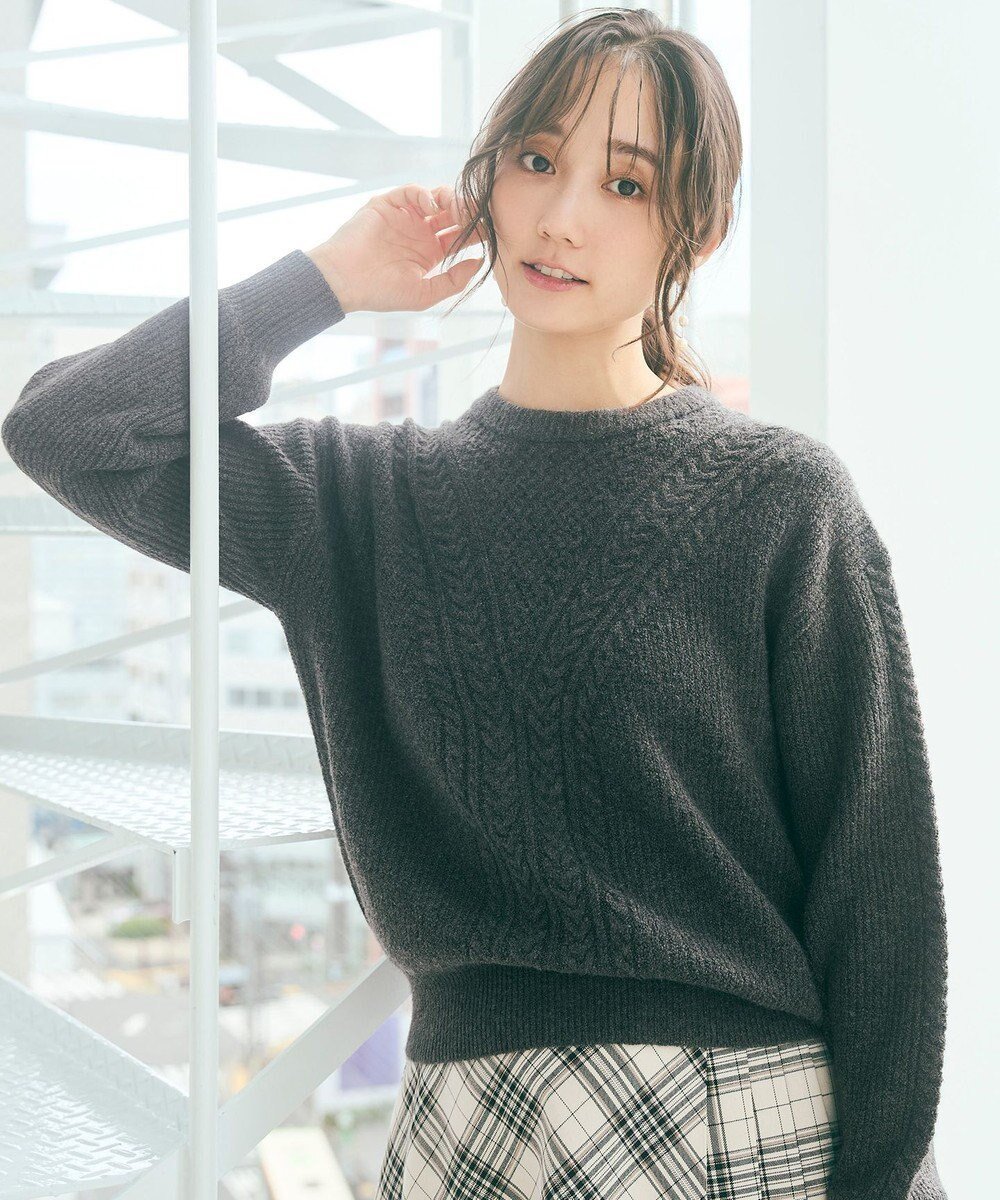 【エニィ スィス/any SiS】の【洗える】フロントケーブルポイントアンゴラブレンド ニット インテリア・キッズ・メンズ・レディースファッション・服の通販 founy(ファニー) 　ファッション　Fashion　レディースファッション　WOMEN　トップス・カットソー　Tops/Tshirt　ニット　Knit Tops　アンゴラ　Angola　セーター　Sweater　洗える　Washable　A/W・秋冬　Aw・Autumn/Winter・Fw・Fall-Winter　チャコール|ID: prp329100004150656 ipo3291000000031851219