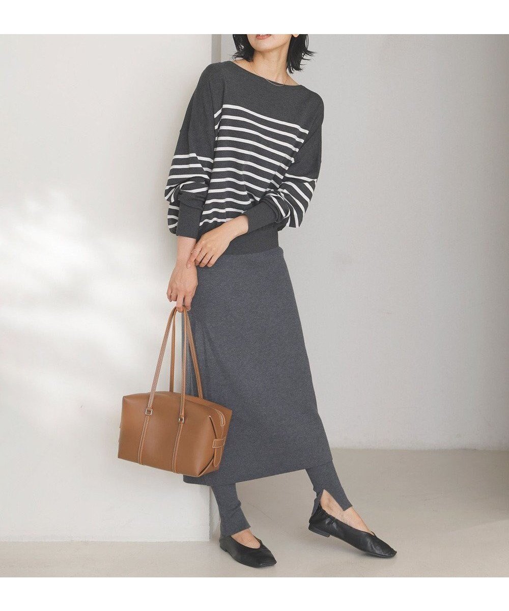 【アンフィーロ 自由区/UNFILO】のナローライン ニットスカート インテリア・キッズ・メンズ・レディースファッション・服の通販 founy(ファニー) ファッション Fashion レディースファッション Fashion for Women スカート Skirts ウォッシャブル Machine Washable ストレッチ Stretch, Stretchy Fabric スリット Slit, Slit Detail A/W・秋冬 Autumn/Winter チャコール|ID: prp329100004153509 ipo3291000000033672069