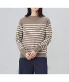 【ジェイ プレス/J.PRESS】の【洗える】SOFT TOUCH WOOL 立ち襟 ボーダー ニット モカ×オフ系|ID:prp329100004154914