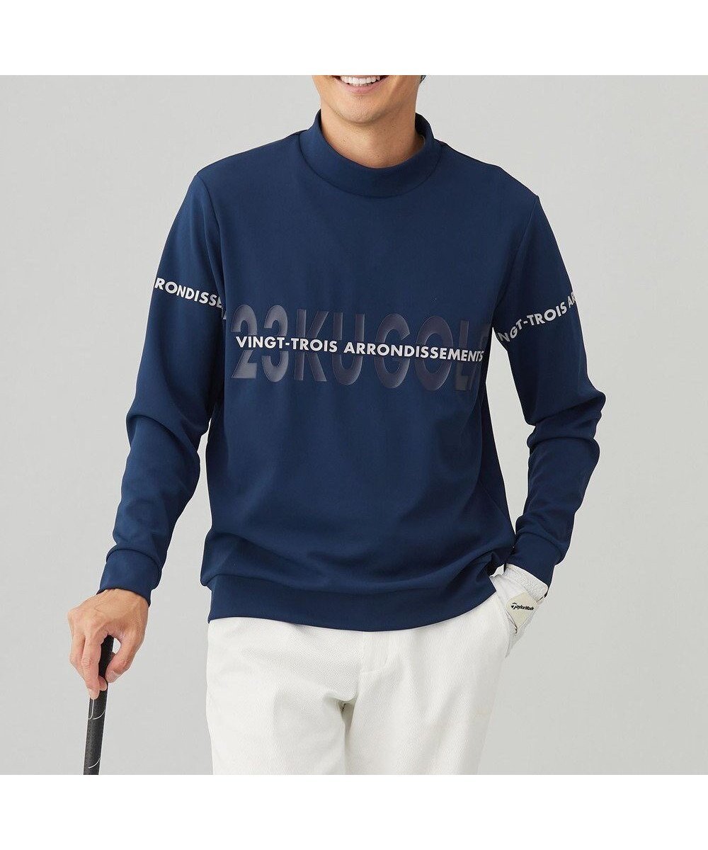 【23区 ゴルフ/23区GOLF / MEN】の【MEN】ストレッチモックネックシャツ インテリア・キッズ・メンズ・レディースファッション・服の通販 founy(ファニー) 　ファッション　Fashion　メンズファッション　MEN　トップス・カットソー　Tops/Tshirt/Men　シャツ　Shirts　A/W・秋冬　Aw・Autumn/Winter・Fw・Fall-Winter　スウェット　Sweat　ストレッチ　Stretch　ベスト　Vest　モックネック　Mock Neck　軽量　Lightweight　ネイビー系|ID: prp329100004157697 ipo3291000000028666473