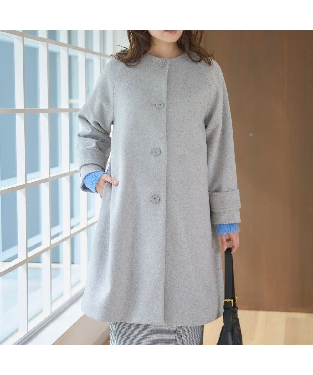 【フェルゥ/Feroux】のウール混 Aラインコート インテリア・キッズ・メンズ・レディースファッション・服の通販 founy(ファニー) 　ファッション　Fashion　レディースファッション　Ladies' Fashion Online　アウター　Coat Outerwear　コート　Coats　ジャケット　Jackets　Aラインコート　A-Line Coats　クラシカル　Classical　ジャケット　Jacket　フラット　Flat　マフラー　Scarf　ミドル　Middle　エレガント 上品　Elegant　冬　Winter　A/W・秋冬　Aw・Autumn/Winter・Fw・Fall-Winter　ライトグレー系|ID: prp329100004159761 ipo3291000000032663280