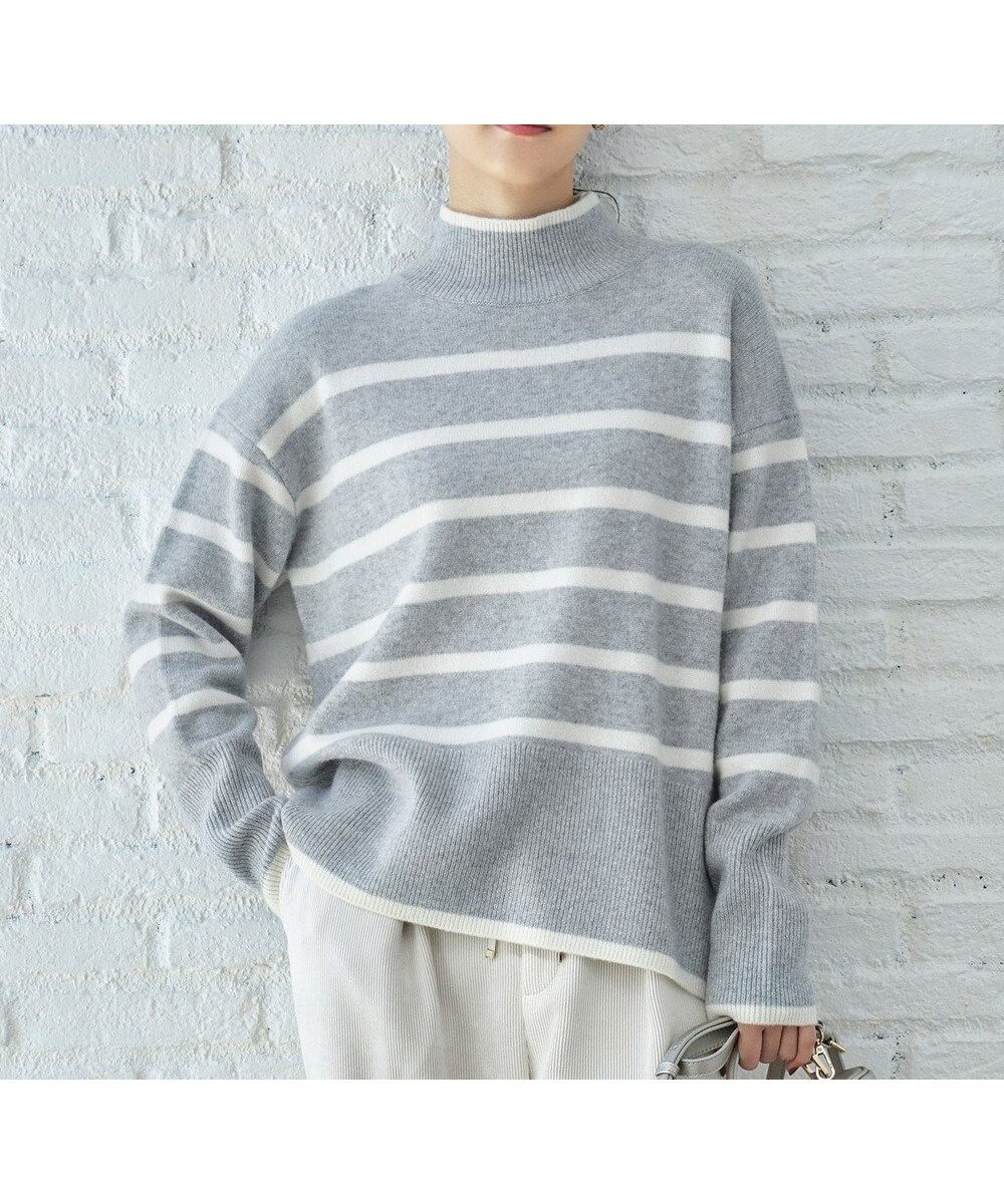 【自由区/JIYU-KU】の【WEB限定カラーあり・洗える】ウールカシミヤブレンドハイネック ニット インテリア・キッズ・メンズ・レディースファッション・服の通販 founy(ファニー) 　ファッション　Fashion　レディースファッション　WOMEN　トップス・カットソー　Tops/Tshirt　ニット　Knit Tops　洗える　Washable　カシミヤ　Cashmere　コンパクト　Compact　軽量　Lightweight　スリット　Slit　セーター　Sweater　ハイネック　High Neck　バランス　Balance　プレート　Plate　ベーシック　Basic　冬　Winter　A/W・秋冬　Aw・Autumn/Winter・Fw・Fall-Winter　エレガント 上品　Elegant　[WEB限定]グレー×オフボーダー|ID: prp329100004159774 ipo3291000000031793059