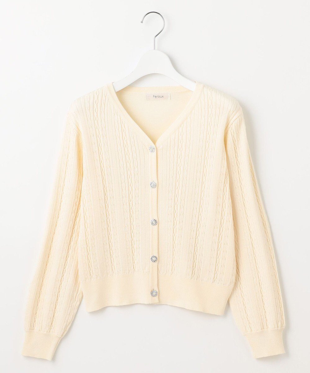 【フェルゥ/Feroux】の【洗える】ビジューボタン カーディガン インテリア・キッズ・メンズ・レディースファッション・服の通販 founy(ファニー) ファッション Fashion レディースファッション Fashion for Women トップス・カットソー Cut & Sew Tops カーディガン・羽織り Layered Style Cardigans おすすめ Recommended / Our Picks カーディガン Cardigan, Knitwear バランス Balance, Style Balance ビジュー Bijou, Jewel-like Accent フェミニン Feminine, Girly フロント Front, Front Design ベーシック Basic, Essential ボトム Bottoms, Lower Wear 冬 Winter / This Winter 洗える Machine Washable A/W・秋冬 Autumn/Winter アイボリー系|ID: prp329100004159779 ipo3291000000033661422
