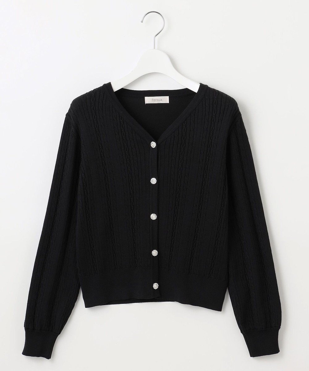 【フェルゥ/Feroux】の【洗える】ビジューボタン カーディガン インテリア・キッズ・メンズ・レディースファッション・服の通販 founy(ファニー) ファッション Fashion レディースファッション Fashion for Women トップス・カットソー Cut & Sew Tops カーディガン・羽織り Layered Style Cardigans おすすめ Recommended / Our Picks カーディガン Cardigan, Knitwear バランス Balance, Style Balance ビジュー Bijou, Jewel-like Accent フェミニン Feminine, Girly フロント Front, Front Design ベーシック Basic, Essential ボトム Bottoms, Lower Wear 冬 Winter / This Winter 洗える Machine Washable A/W・秋冬 Autumn/Winter ブラック系|ID: prp329100004159779 ipo3291000000033661423