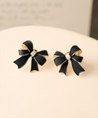 【ティアクラッセ/Tiaclasse】の【金属アレルギー対応】リボンモチーフピアス ブラック|ID: prp329100004159805 ipo3291000000035493414