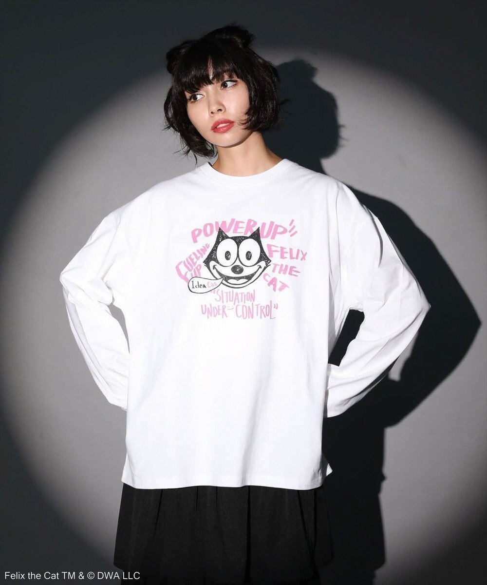 【グリーンパークス/Green Parks】のFELIX フェイスロゴpt ロンTEE 人気、トレンドファッション・服の通販 founy(ファニー) 　ファッション　Fashion　レディースファッション　WOMEN　トップス・カットソー　Tops/Tshirt　シャツ/ブラウス　Shirts/Blouses　ロング / Tシャツ　T-Shirts　カットソー　Cut and Sewn　NEW・新作・新着・新入荷　New Arrivals　A/W・秋冬　Aw・Autumn/Winter・Fw・Fall-Winter　カットソー　Cut And Sew　キャラクター　Character　フェイス　Face　フォルム　Form　プリント　Print　ポケット　Pocket　モチーフ　Motif　リラックス　Relax　無地　Plain Color　長袖　Long Sleeve　 other-1|ID: prp329100004161316 ipo3291000000028724014