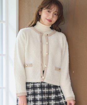 【フェルゥ/Feroux】の【洗える】ブークレー ニットジャケット 人気、トレンドファッション・服の通販 founy(ファニー) ファッション Fashion レディースファッション WOMEN A/W・秋冬 Aw・Autumn/Winter・Fw・Fall-Winter アンサンブル Ensemble インナー Inner カーディガン Cardigan ジャケット Jacket タートル Turtle トリミング Trimming フェミニン Feminine ループ Loop 洗える Washable |ID:prp329100004161667