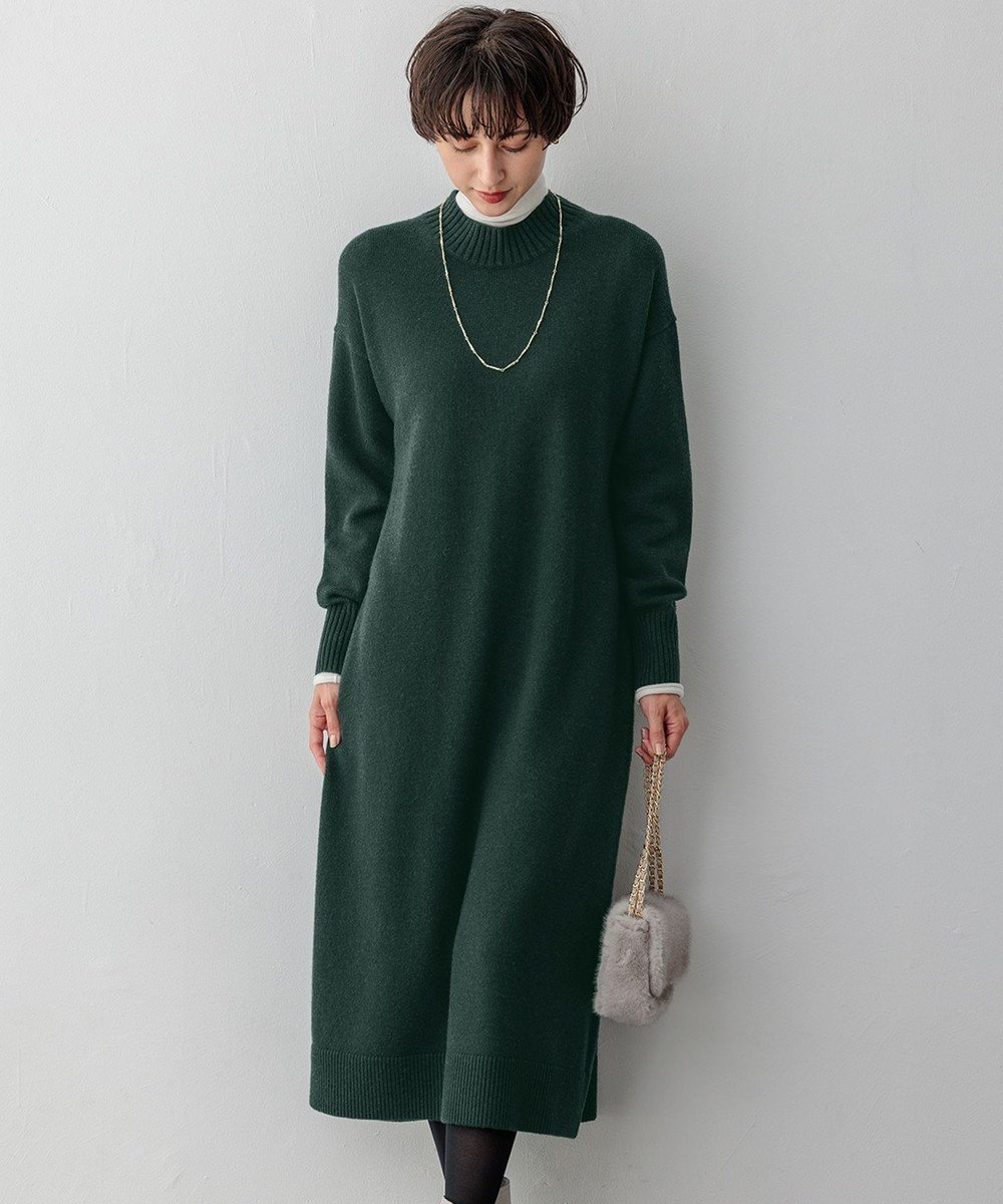 【23区/NIJYUSANKU】の【洗える】カシミヤブレンド ニットワンピース インテリア・キッズ・メンズ・レディースファッション・服の通販 founy(ファニー) 　ファッション　Fashion　レディースファッション　Fashion for Women　ワンピース　Dresses　ニットワンピース　Knit Dresses　イタリア　Italy　洗える　Machine Washable　シンプル　Simple, Minimal　ストール　Stole, Wrap　タートルネック　Turtleneck, High Neck　長袖　Long Sleeve, Full Sleeve　モックネック　Mock Neck, Short Turtleneck　リラックス　Relax, Relaxed Fit　A/W・秋冬　Autumn/Winter　冬　Winter / This Winter　おすすめ　Recommended / Our Picks　2024年　2024　2024-2025秋冬・A/W　Autumn/Winter 2024–25 AW24–25　グリーン系|ID: prp329100004161708 ipo3291000000032772024